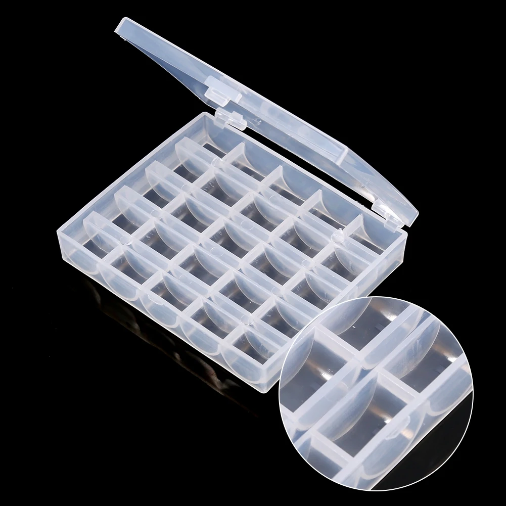 Bobbin Case Bobbin Container Plastic Empty Bobbins Case Sewing Machine Bobbin Organizer Storage Clear Box for 25 Spools