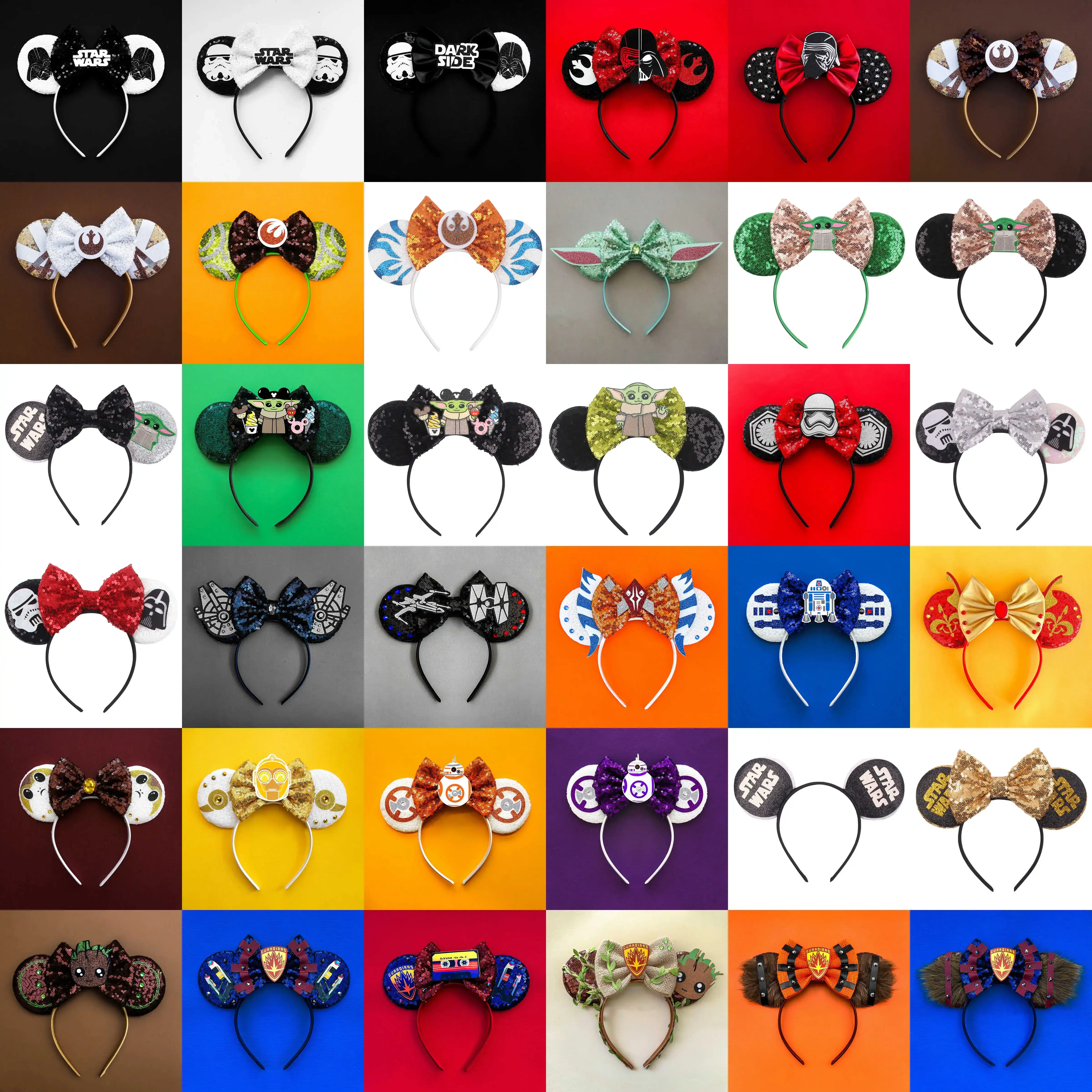 Disney STAR WARS Head Bands For Girls Grogu Yoda Ears Hairbands Kids Darth Vader Headbands Women Rebel Alliance Hair Accessories