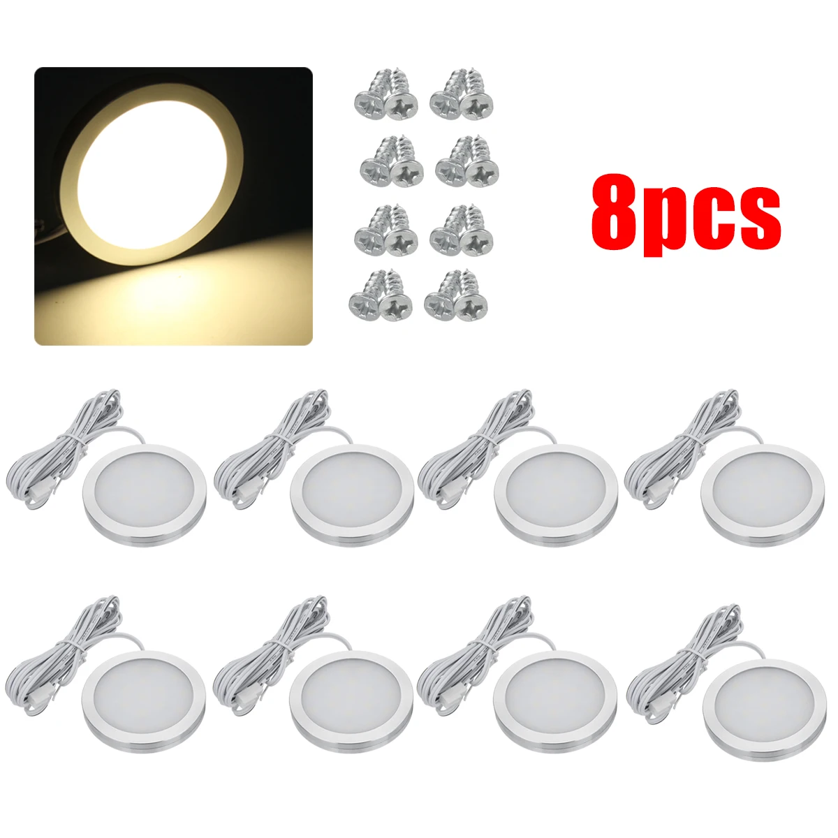 

8PCS 12V LED Car Round Ceiling Dome Roof Light Interior Light Lamp For VW T4 T5 Camper Van Caravan Motorhome Boat RV Van