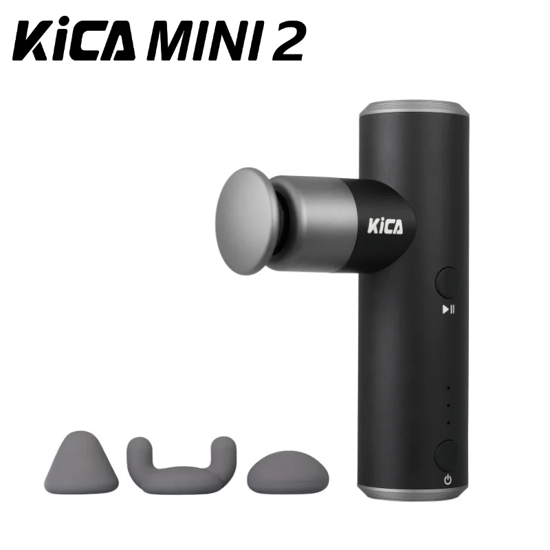 KiCA Mini 2 Fascia Gun 4 Gear Aluminum Portable 3000rpm Deep High Speed 3 Massage Heads Gun for Sport, 195g