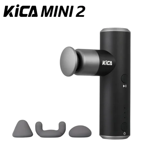KiCA Mini 2-pistola Fascia para deporte, pistola portátil de aluminio de 4 engranajes, 3000rpm, alta velocidad, 3 cabezales de masaje, 195g