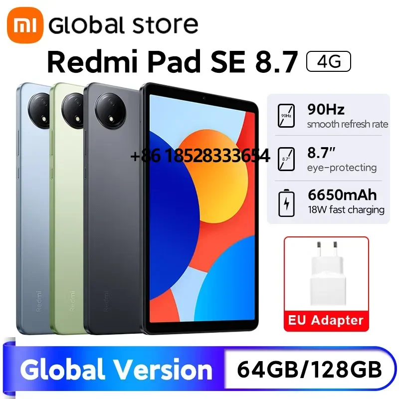 Global Version  Redmi Pad SE 8.7 4G LCD 6650mAh Battery 8MP  90Hz 18W fast charging MediaTek Helio G85 octa-core CPU