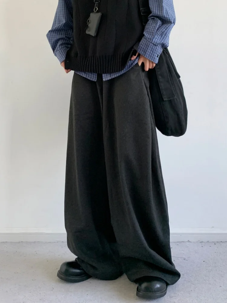 

Ретро-брюки унисекс для осени и зимы: свободные, однотонные, широкие, повседневные, длинные, в стиле кэжуал, для подростков