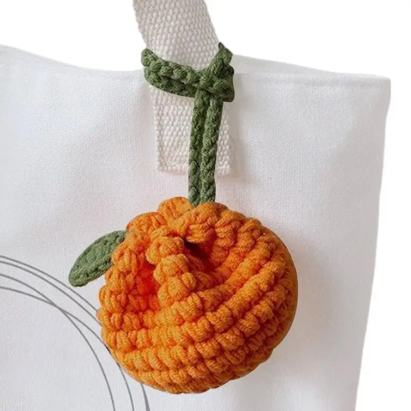 Cute Tangerine Bag Drawstring Crochet Fruit Packets Orange-Shaped Crochet Purse  Wallet Crochet Tangerine Bag Backpack Pendant