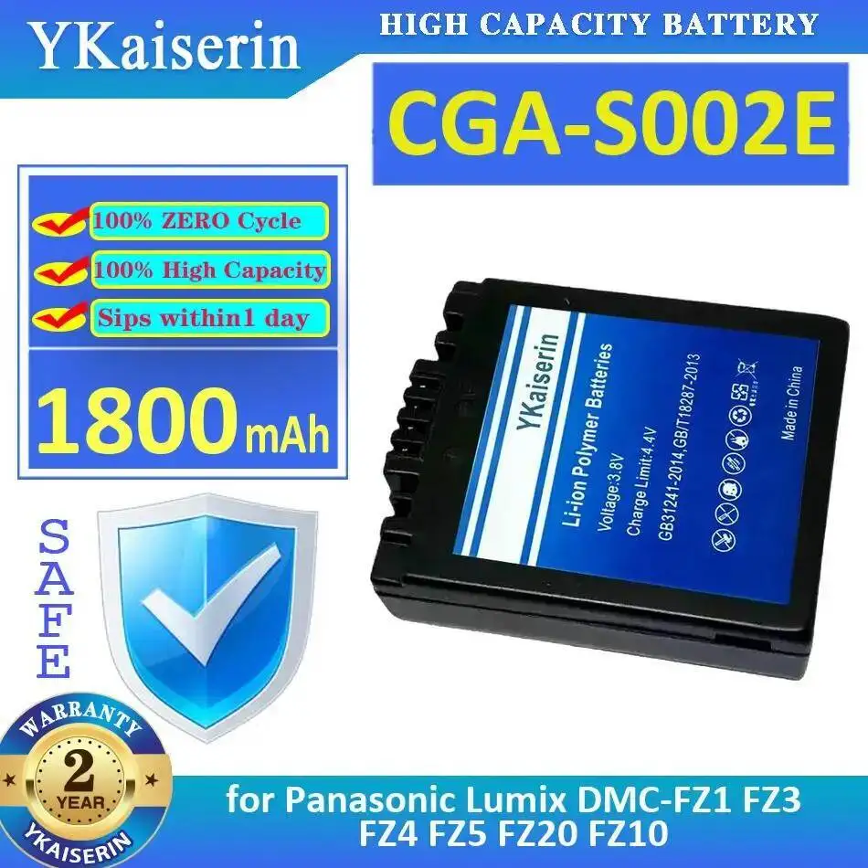 

1800Mah Camera Battery For Panasonic Lumix Dmc-FZ1 FZ3 FZ4 FZ5 FZ20 FZ10 Cga-S002E Stable