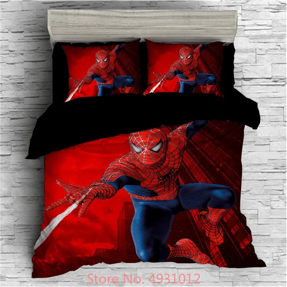 Superhero Red Spiderman Duvet Cover Set Thicken 3D Character Pillowcases Twin Full Queen King Size Boys Adult Bedding set