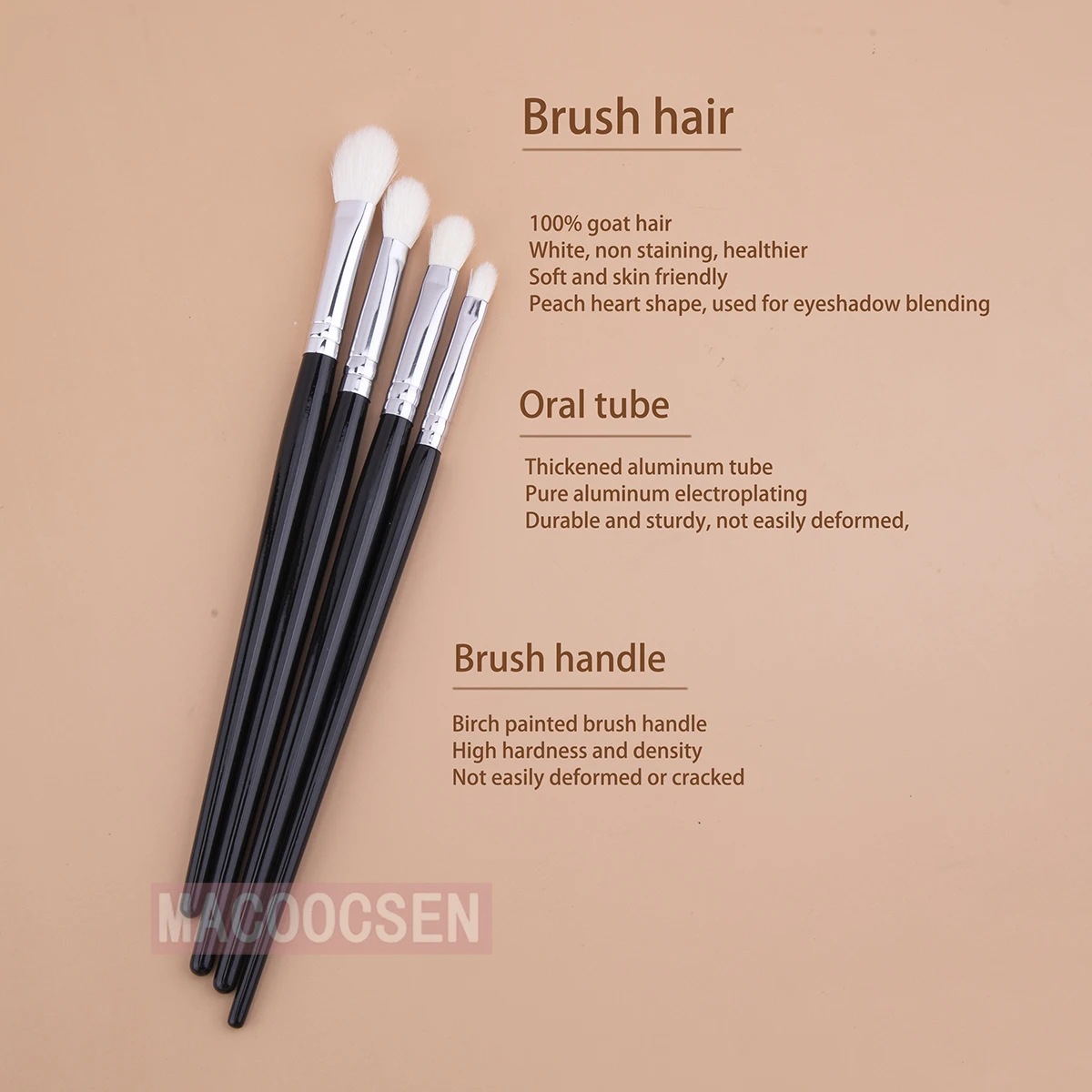 Pędzel do makijażu brzoskwiniowy pędzel do mieszania cieni do powiek 100% kozich włosów naturalny puszysty cień do powiek zagniecenie pędzel do makijażu