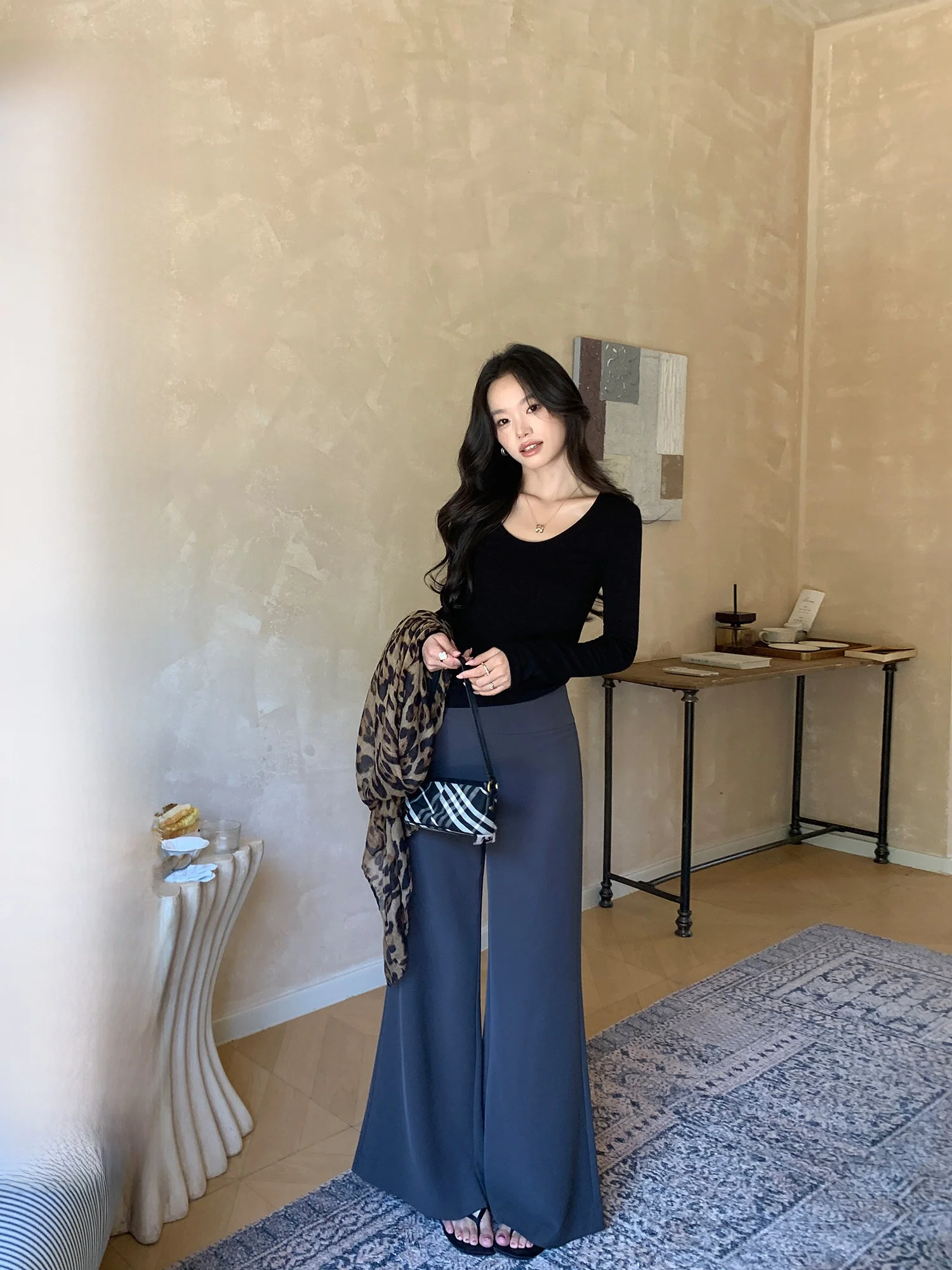 Pusumede Casual Wide Leg Pants Women's Loose Comfortable High Waist Slim Straight Leg Suit Long Trousers Commute Style