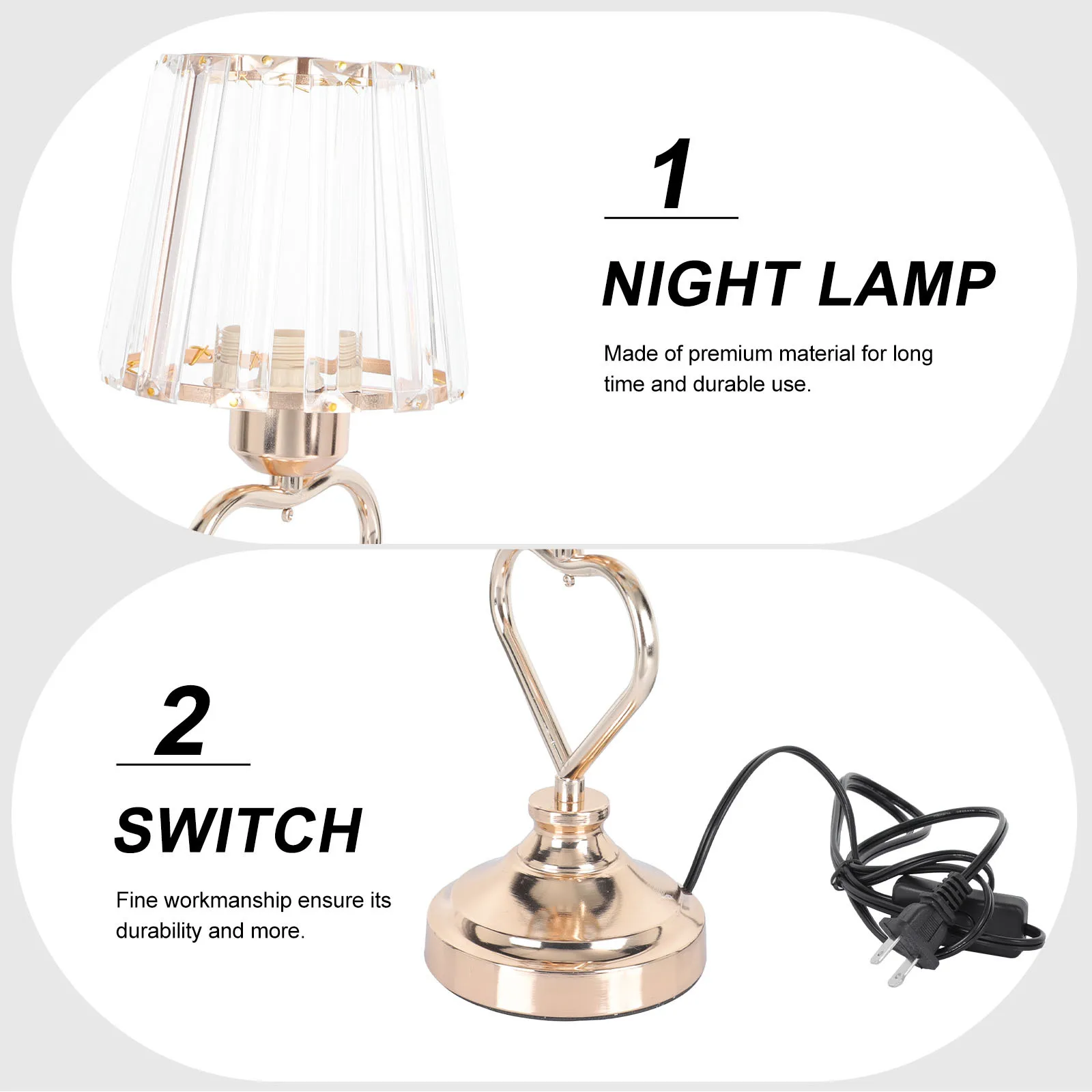 

1Pcs Crystal Heart Bedroom Table Lamp Decorative Bedside Light No Flicker Soft Light for Living Room Decorative Home Lamp