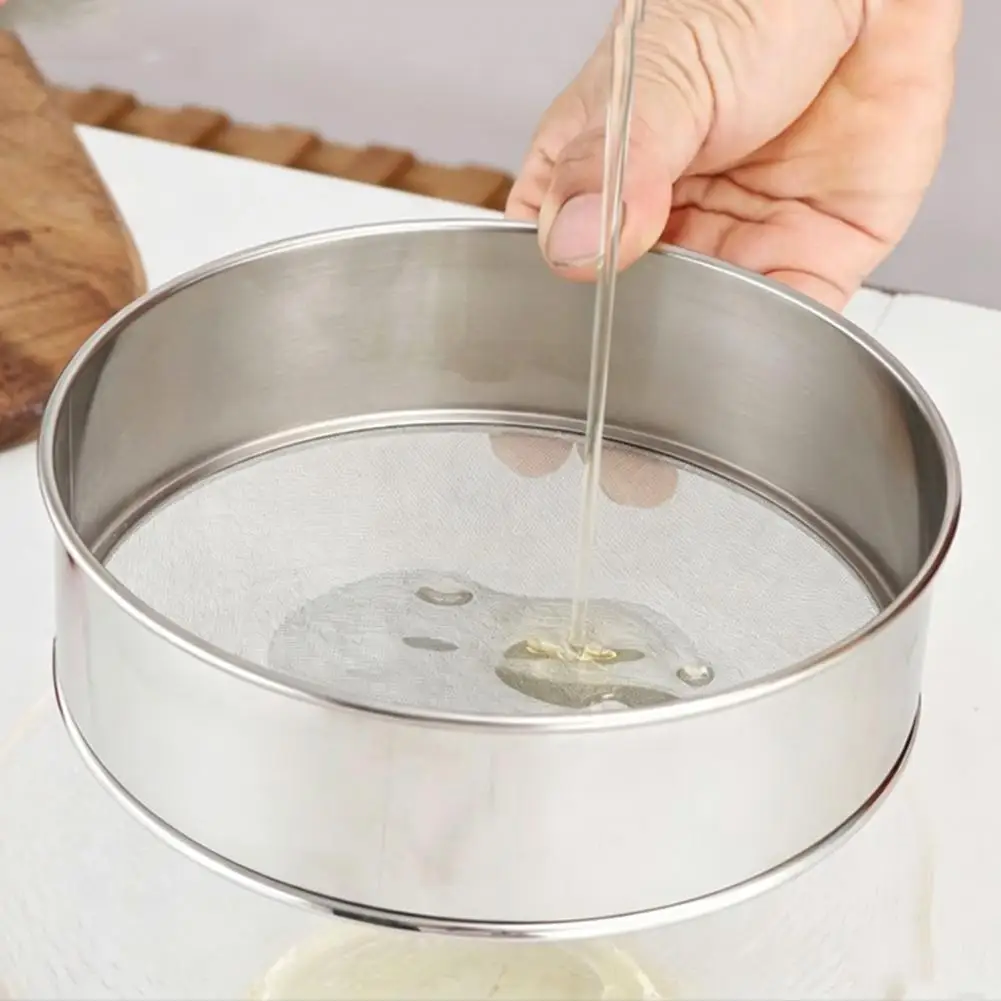 60 Mesh Hand Crank Flour Sifter Stainless Steel Sieve with Hanging Loop Circular Strainer Baking Powder Sugar Rotating Filter view 5