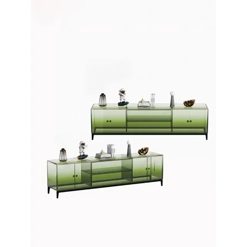 ff خزانة تلفزيون أكريليك بسيطة وحديثة متدرجة اللون خزانة أرضية خفيفة فاخرة لغرفة نموذج خزانة الأفلام والتلفزيون #4