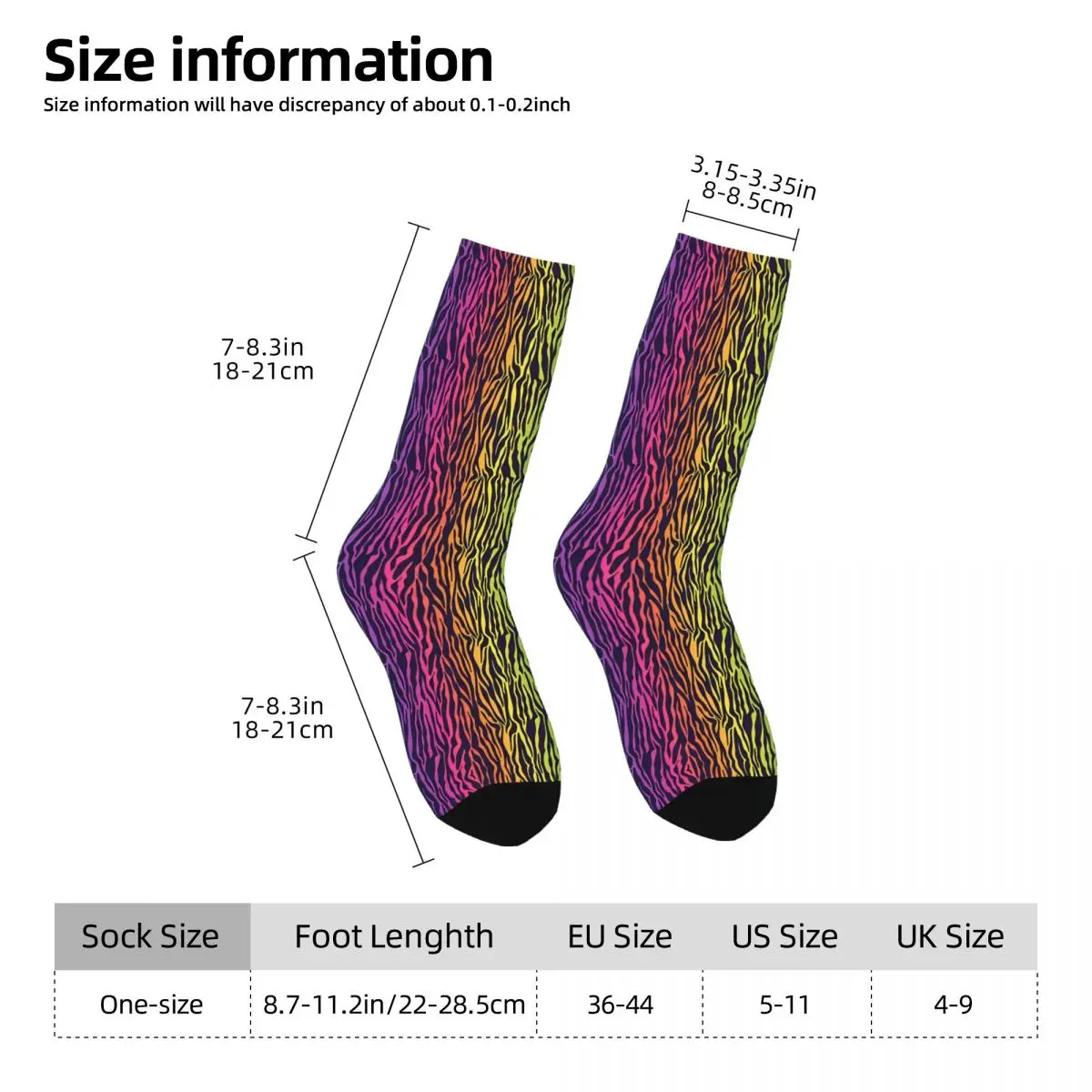 Bright Rainbow Ombre Socks Autumn Gradient Zebra Stripes Stockings Unisex Men Quality Socks Graphic Skateboard Non Slip Socks