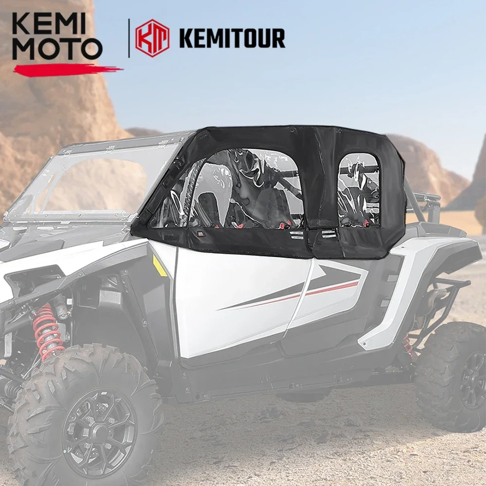 KEMIMOTO UTV Soft Upper Door Cab Enclosure Compatible with Polaris RZR XP 4 1000 2024 2025 4 Seater Soft Windshield Door Panel