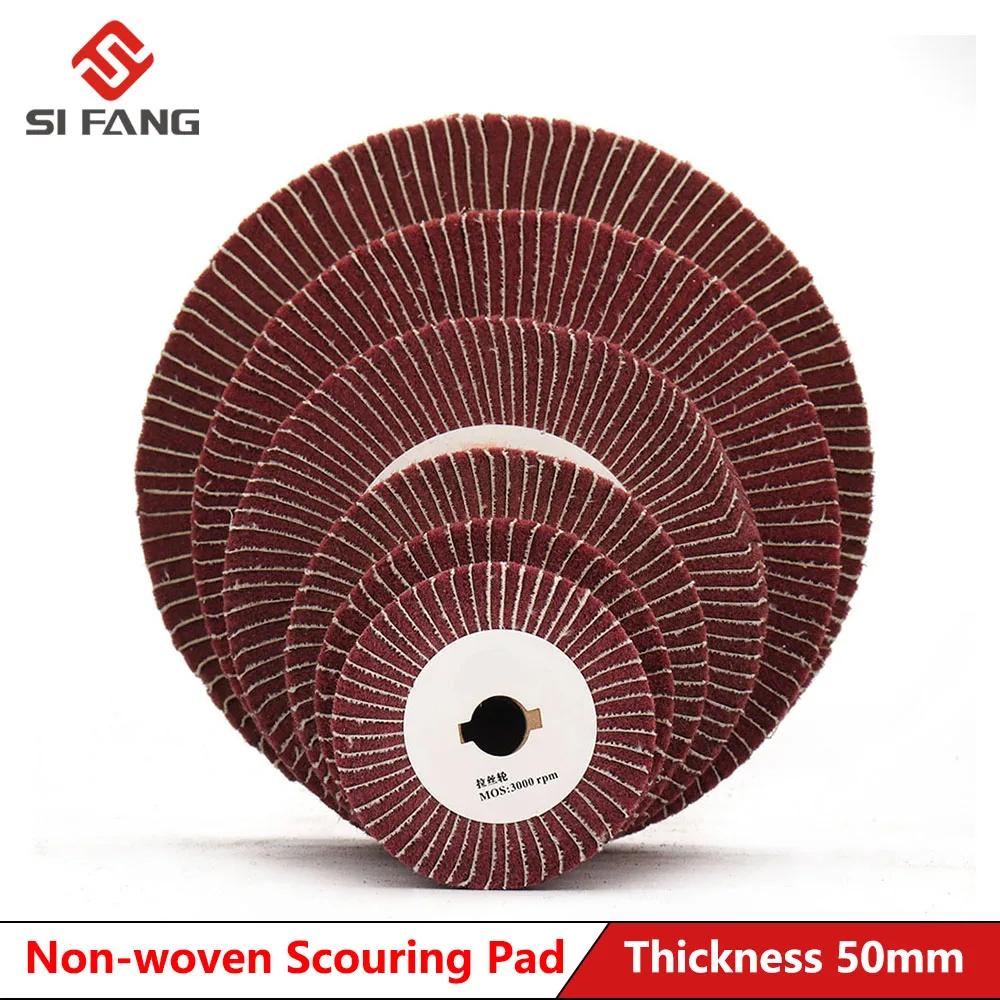 

Non-woven Scouring Pad 4"/5"/6"/8"/10"/12" Grinding Wheel Flap Mop Polishing Wheel Nylon Fiber Disc 20mm Bore 50mm thickness