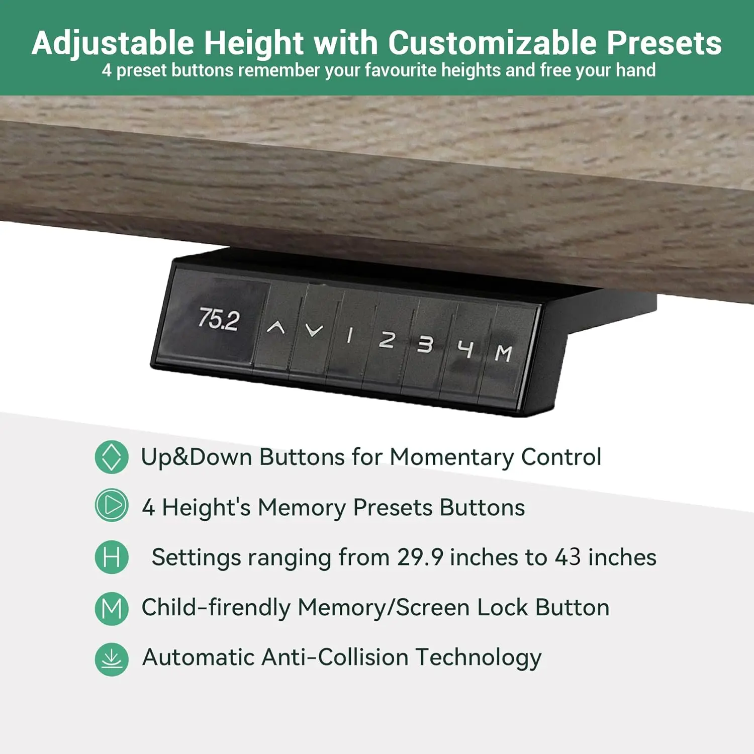 مكتب قائم تنفيذي على شكل حرف L قابل للتعديل مع مكتب أدراج مع منافذ شحن عالمية محطة عمل كبيرة للأعمال