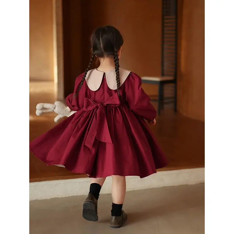 Lolita Style Baby Girl Dress Vintage Spring Autumn Long Sleeve Kids Girls Princess Dress Birthday Party Christmas Dress