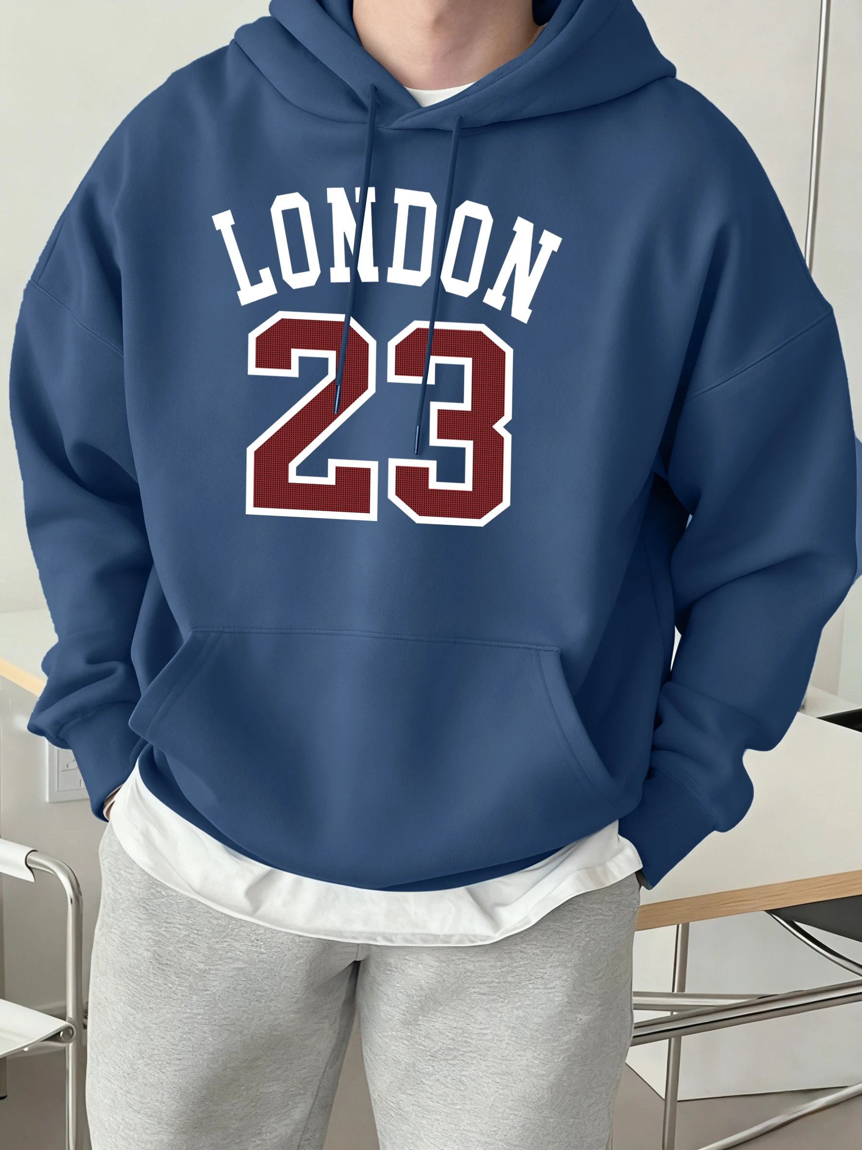 About London 23 Print Daily Sport Hoodie Men Street Soft Pullovers Vintage Casual Sweatshirts Autumn Fleece Unisex Loose Clothes