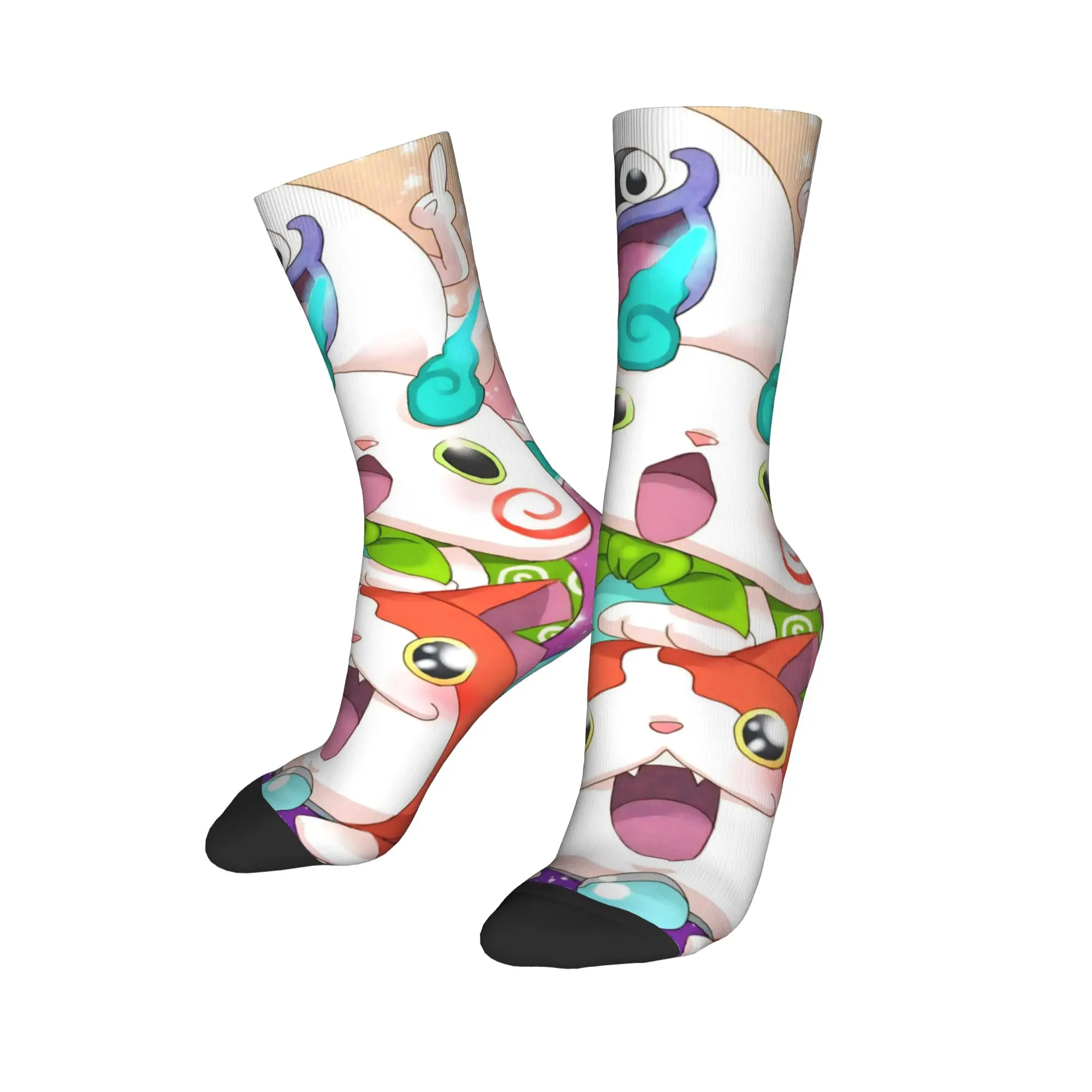 Yokai Watch Game Socks Men's Women's Polyester Funny Happy Komasan Socks Spring Summer Autumn Winter Middle Tube Stockings Gifts