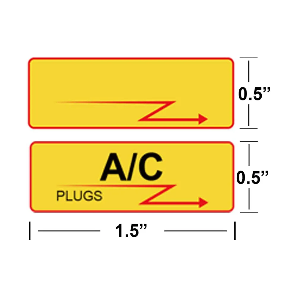 Yellow Circuit Breaker Box Labels Weatherproof Fuse Box Stickers 0.5 X 1.5 Inch Plugs and Lights