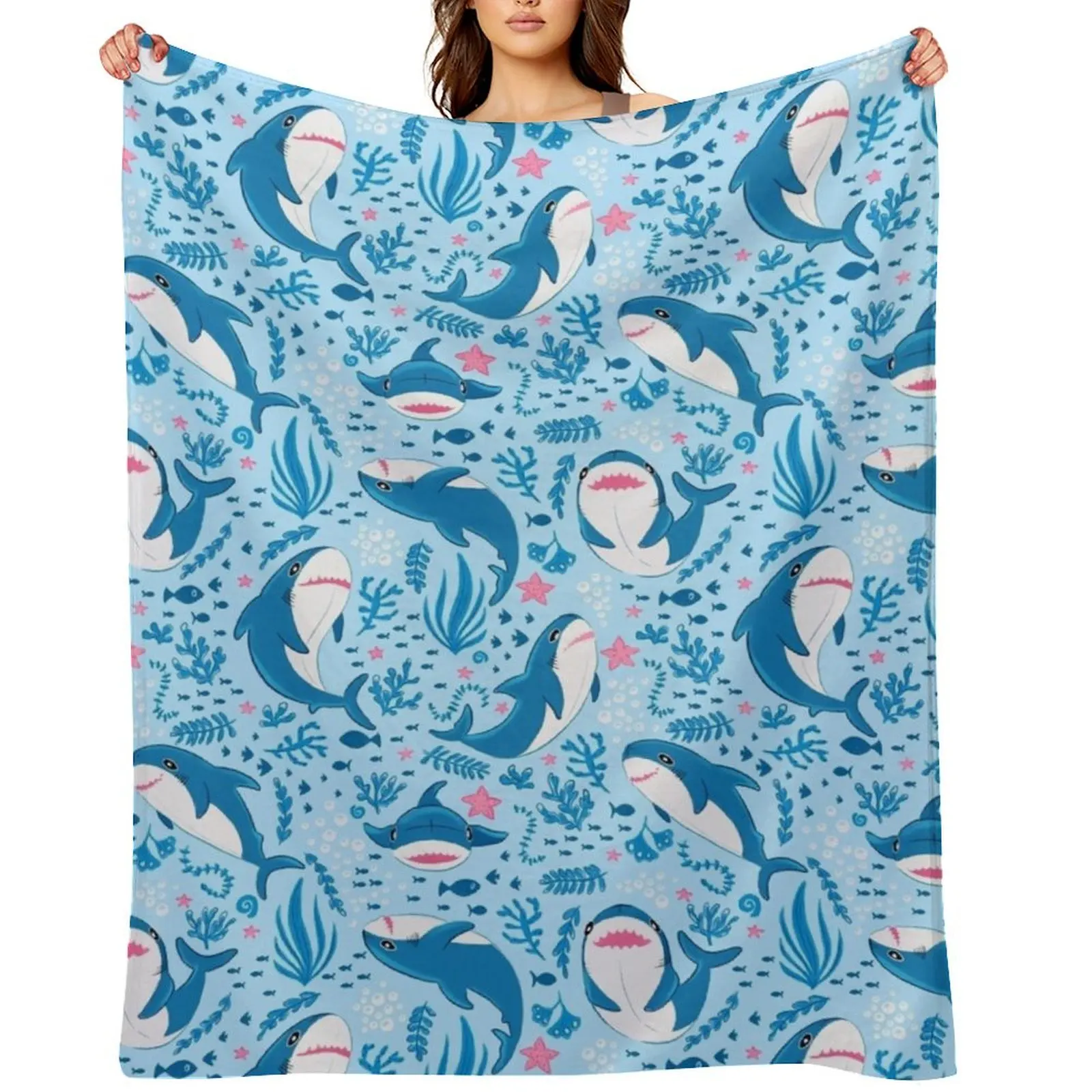 

Blahaj shark Throw Blanket Heavy Cute Plaid Summer Beddings Bed linens Blankets