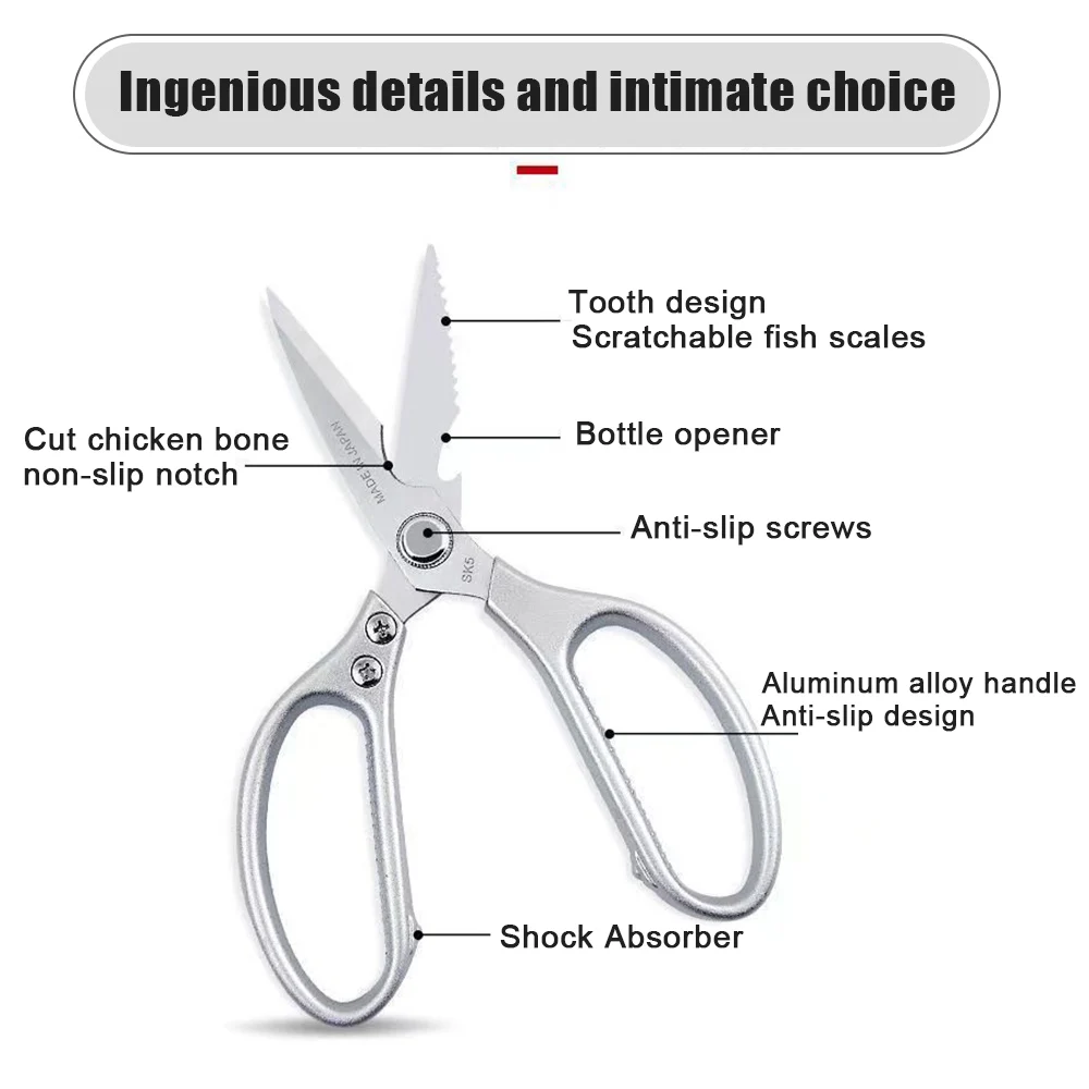 Kitchen Accessories Scissors Stainless Steal Sharp Multi Function Tool Food Scissor For Chicken Vegetable Barbecue Meat Fish