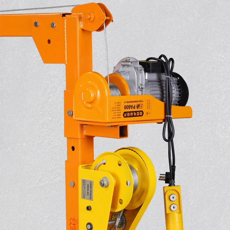 Mobile small crane hand-cranked folding lifting hanger household electric lifting hoist micro simple crane