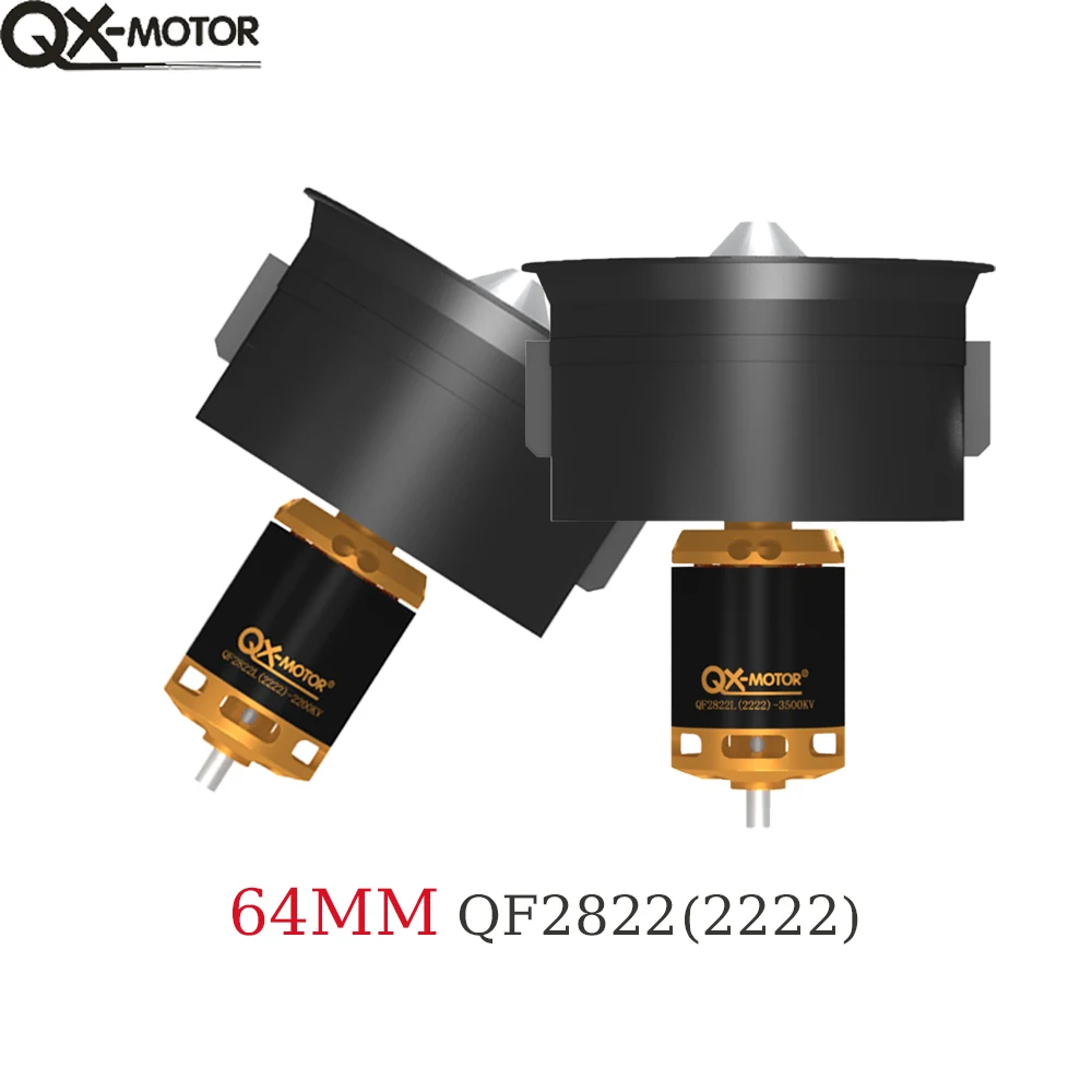 QX-MOTOR 64MM EDF 12blades Fan 3s 4s 6s 2200kv/2400kv/3500kv/3800kv/4300kv Brushless Motor For Rc Airplane