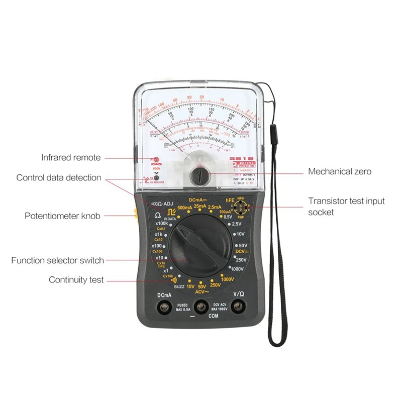 High Precision Mini Handheld Analog Multimeter AC/DC Voltmeter Ammeter Resistance Continuity Capacitance Diodes Tester