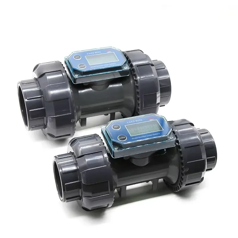 ANSI 60.3mm PVC Turbine Flowmeter 60-1160PM BT01 Series Battery Electronic Display Water Flow Counter Paddle Wheel Flow