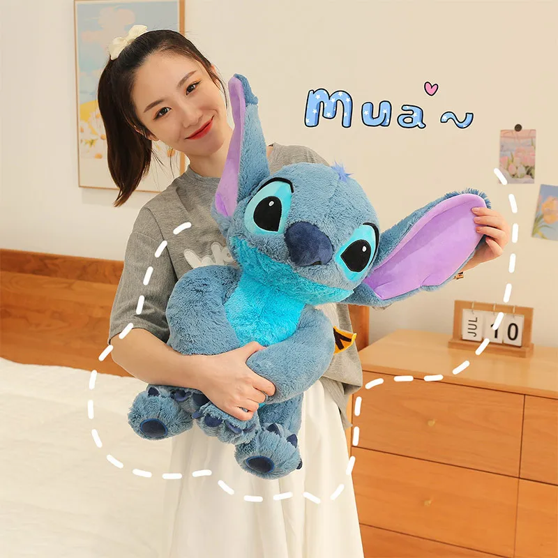 Large size 110cm Disney Anime Lilo &Stitch Plush Toy Cartoon Cute Angel Stich Animal Peluche Figura Kids Stuffed Plush Toy Gift