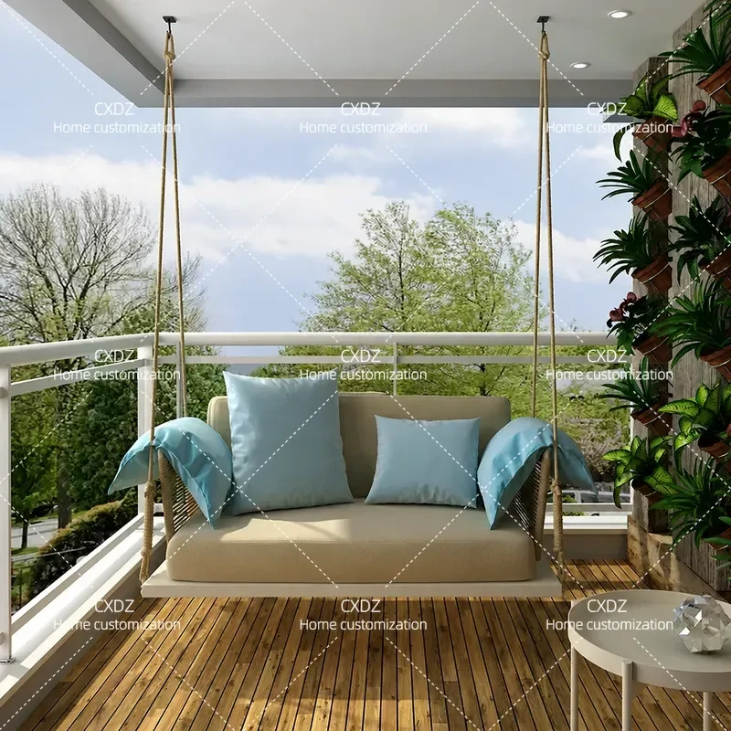 Hanging Chair Swing Indoor Home Balcony Cradle Basket Outdoor Garden Single Double Seat Aluminum Alloy Frame