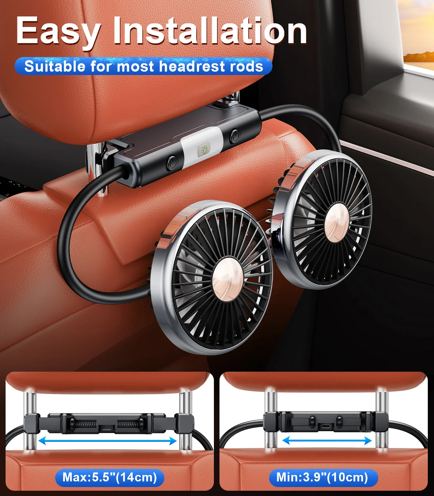 Eary Summer Dual-Head USB Hose Fan With 360° Multi-Angle Adjustable 3 Speed Wind Strong Airflow Air Cooling Fan Easy To Install