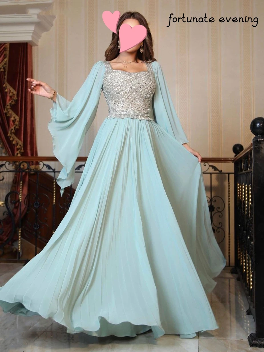 Fortunate Evening Elegant Vintage Sweet Green Beading Lace Shiny Chiffon Summer Formal Occasion Prom Dress Evening Party Gowns