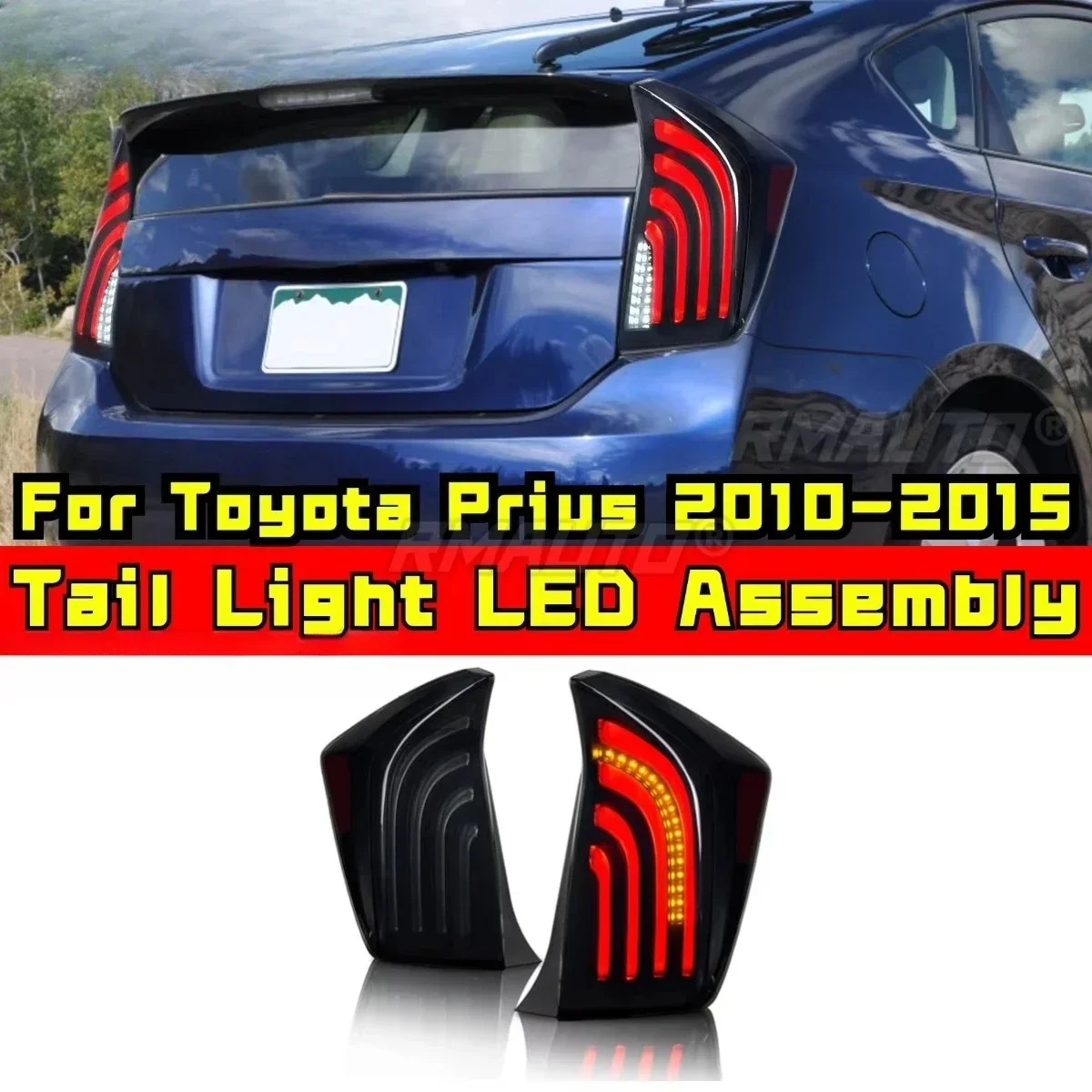 1 Unit Car Rear Spoiler Lamp Rear Bumper Brake Light Tail Light LED Assembly Body Kit For Toyt Prius 2010-2015 Car Accessories