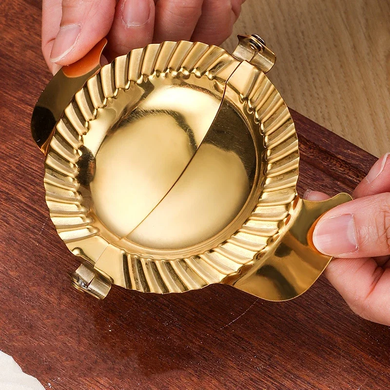 Golden Stainless Steel Dumplings Tool DIY Jiaozi Maker Device Easy Dumpling Peeling Slicer Mold Kitchen Pastry Accessories