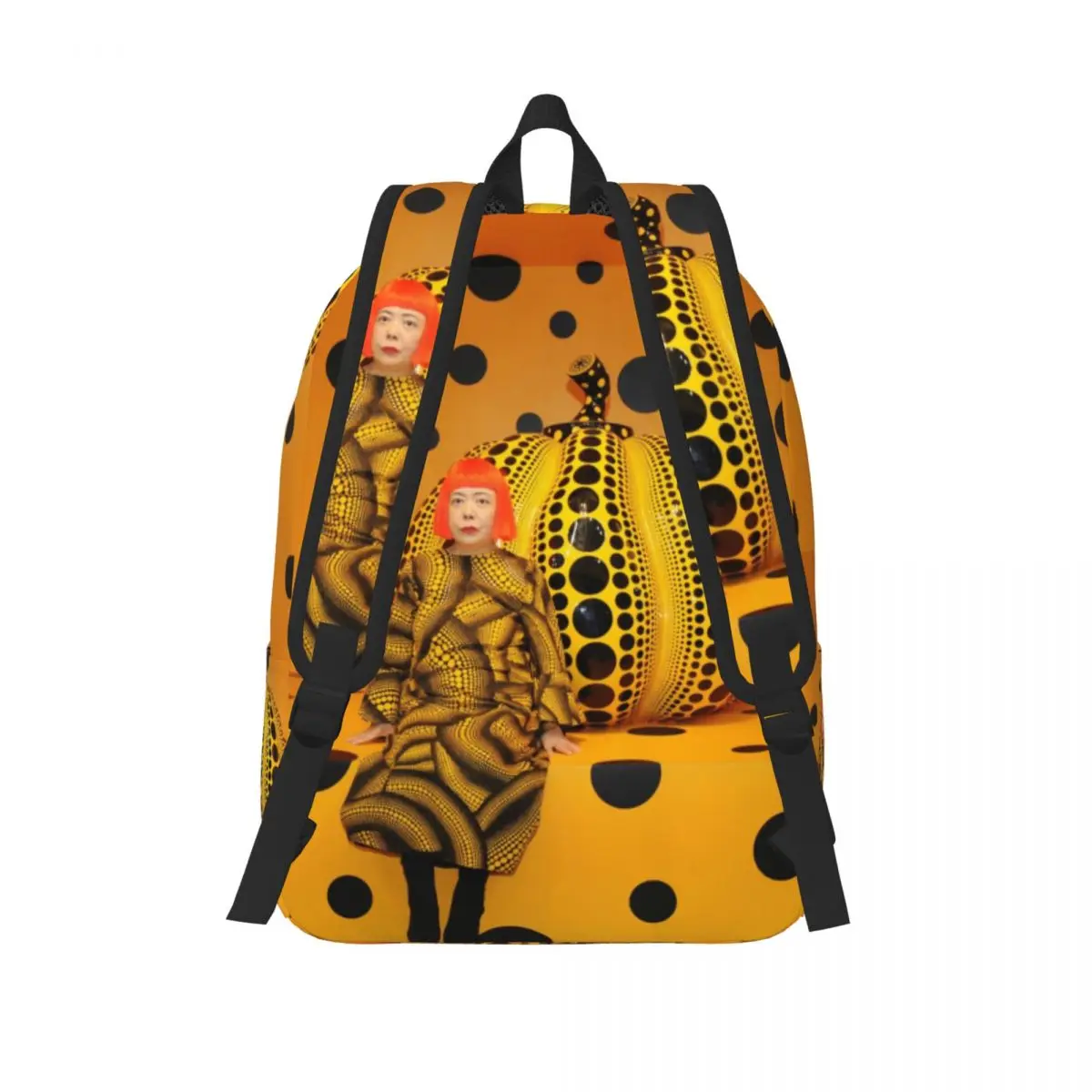 3D Print Yayoi Kusama Mochila Canvas Abóbora para Meninos e Meninas, Pontos Estéticos, Sacos de Viagem Escolar, Bookbag para Homens e Mulheres