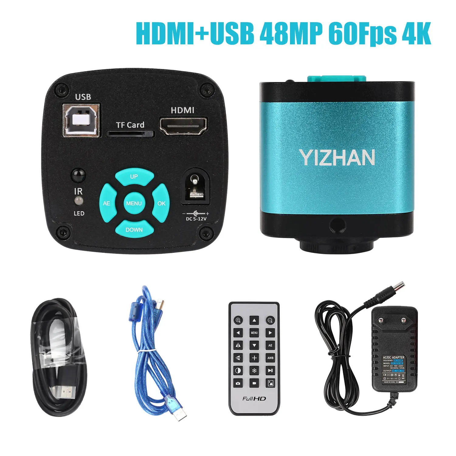 YIZHAN HD 48MP 4K 60fps HDMI USB przemysłowy mikroskop wideo kamera C-Mount sterowanie oprogramowaniem komputerowym do lutownicy chip naprawa