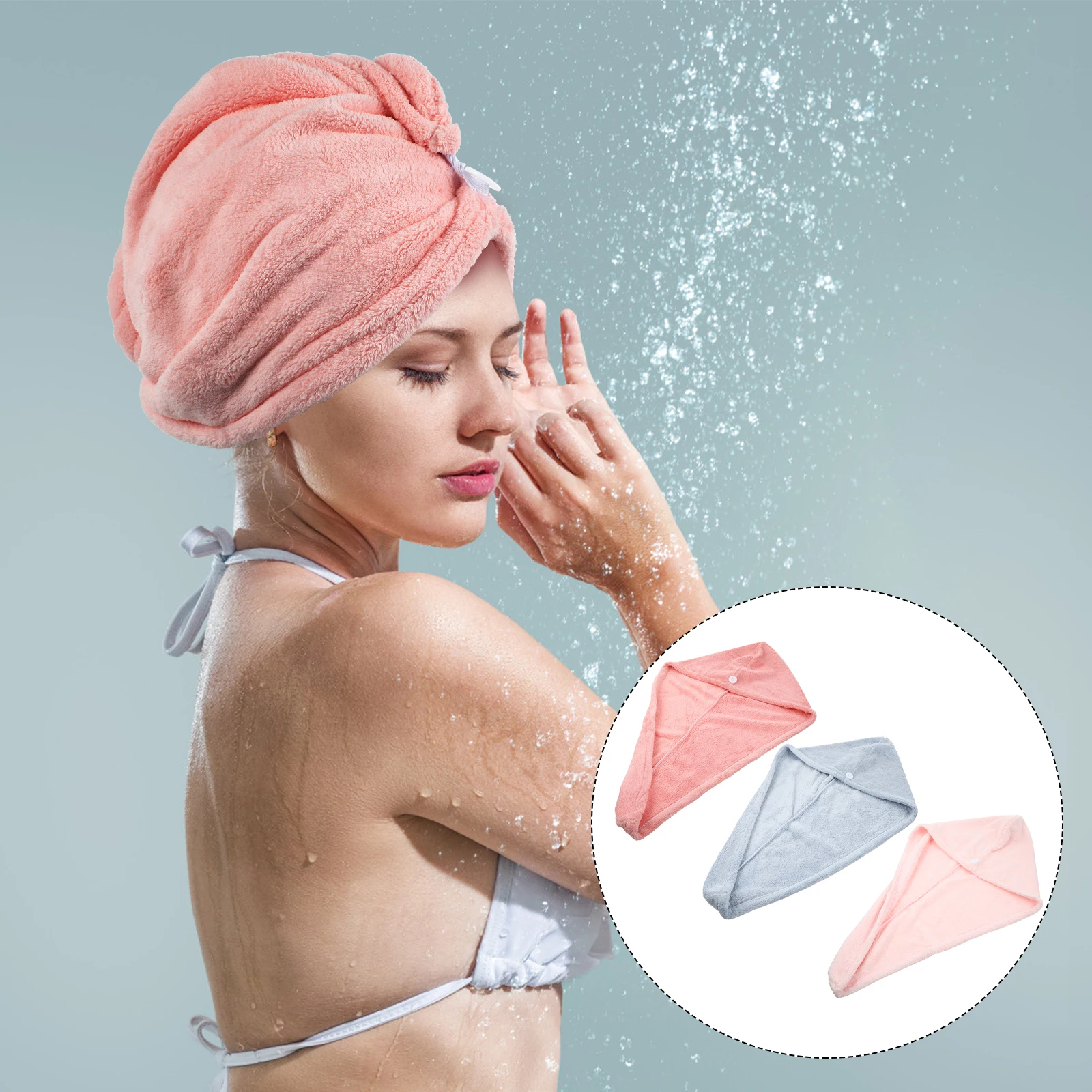 

3Pcs Hair Drying Hats Coral Fleece Fast Absorbent Quick Drying Caps for Women Bath Use Hair-Drying Hat Hair Towel Wrap