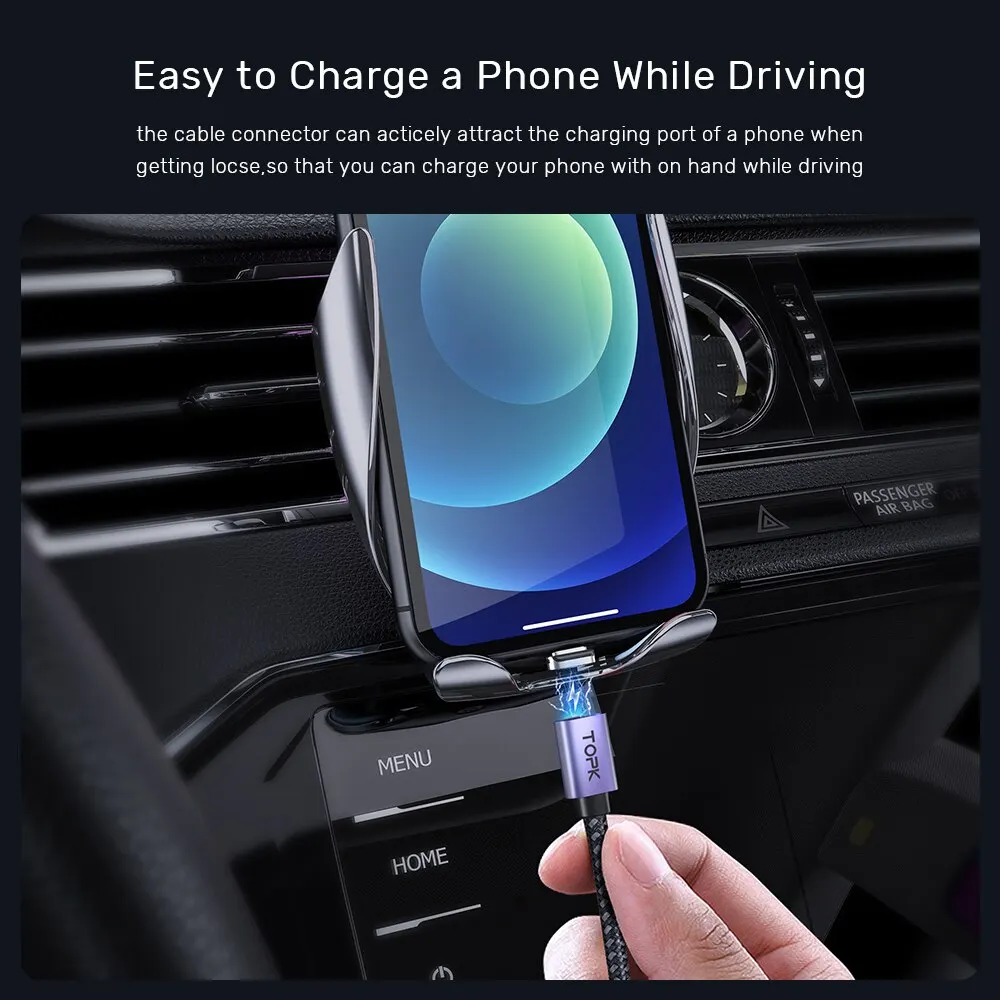 TOPK Magnetic Charging Cable 3A Micro USB Type C Cable with Led Light Magnet Phone Charger Cord for iPhone Android Devices - view 4
