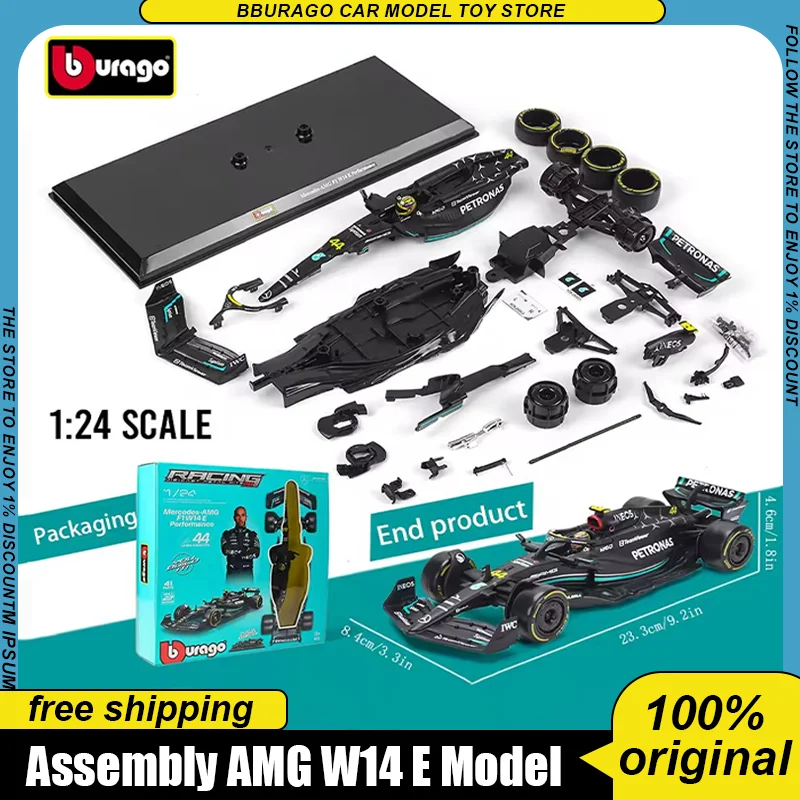 nouveau-en-stock-bburago-1-24-assemblage-mercedes-amg-team-w14-e-alliage-miniature-moule-sous-pression-modele-f1-voiture-44--cadeau-de-jouet-personnalise-de-voiture-hamilton