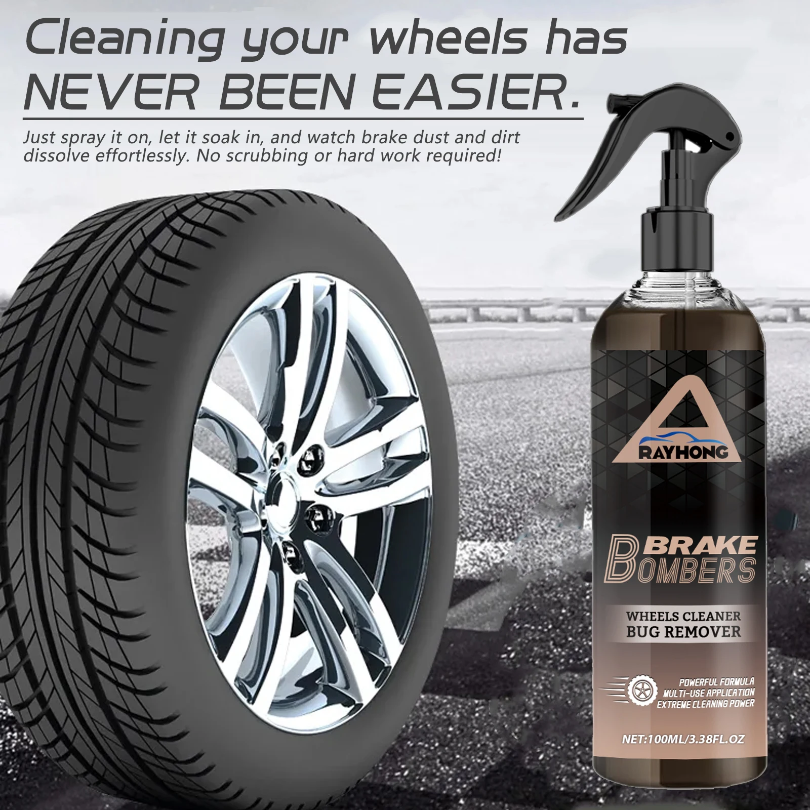 Car Brake Cleaner Spray Non-Corrosive Brake Disc Rust Remove Dissolve Brake Dust Grime Dirt Multi-Purpose Wheel Tire Clean Spray