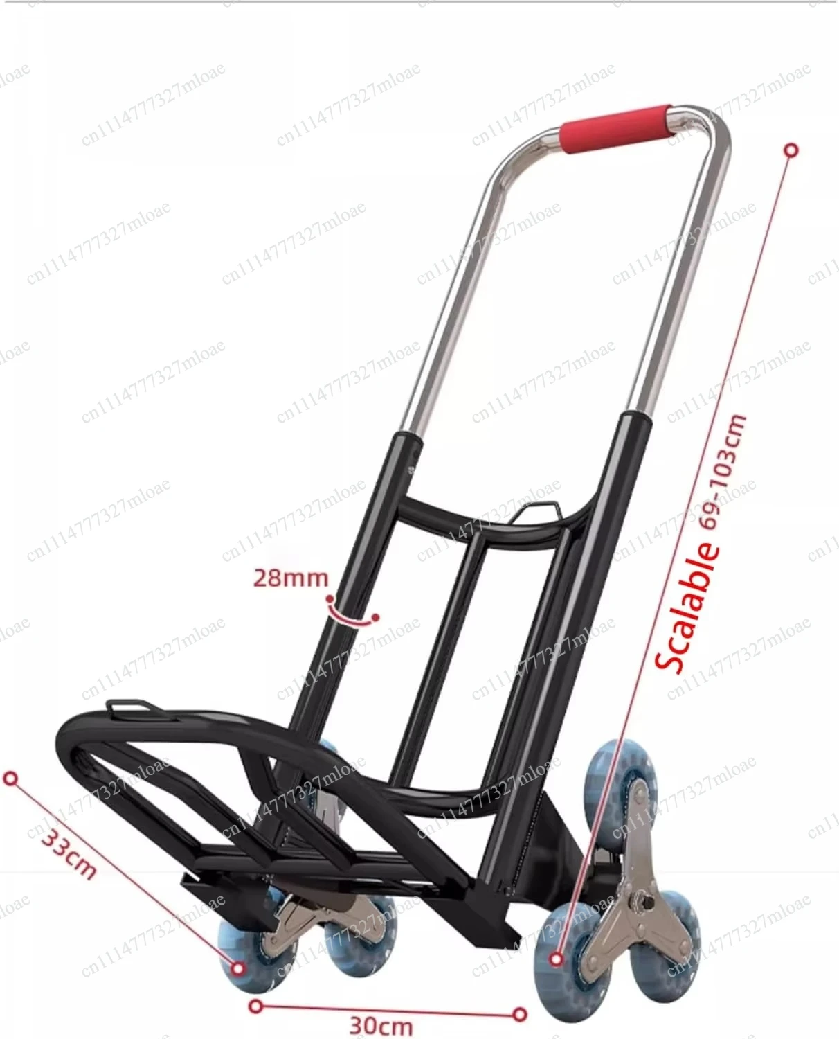 Light folding trolley, can climb stairs, load-bearing 120 kg, portable trolley, can carry kettles/groceries