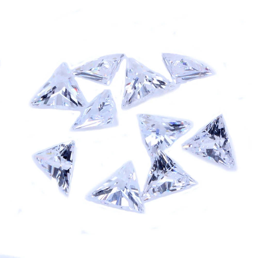 Triangle White Many Size Cubic Zirconia Stone Machine Cut Crystal Shiny Rhinestones For Jewelry DIY Making 3D Decorations