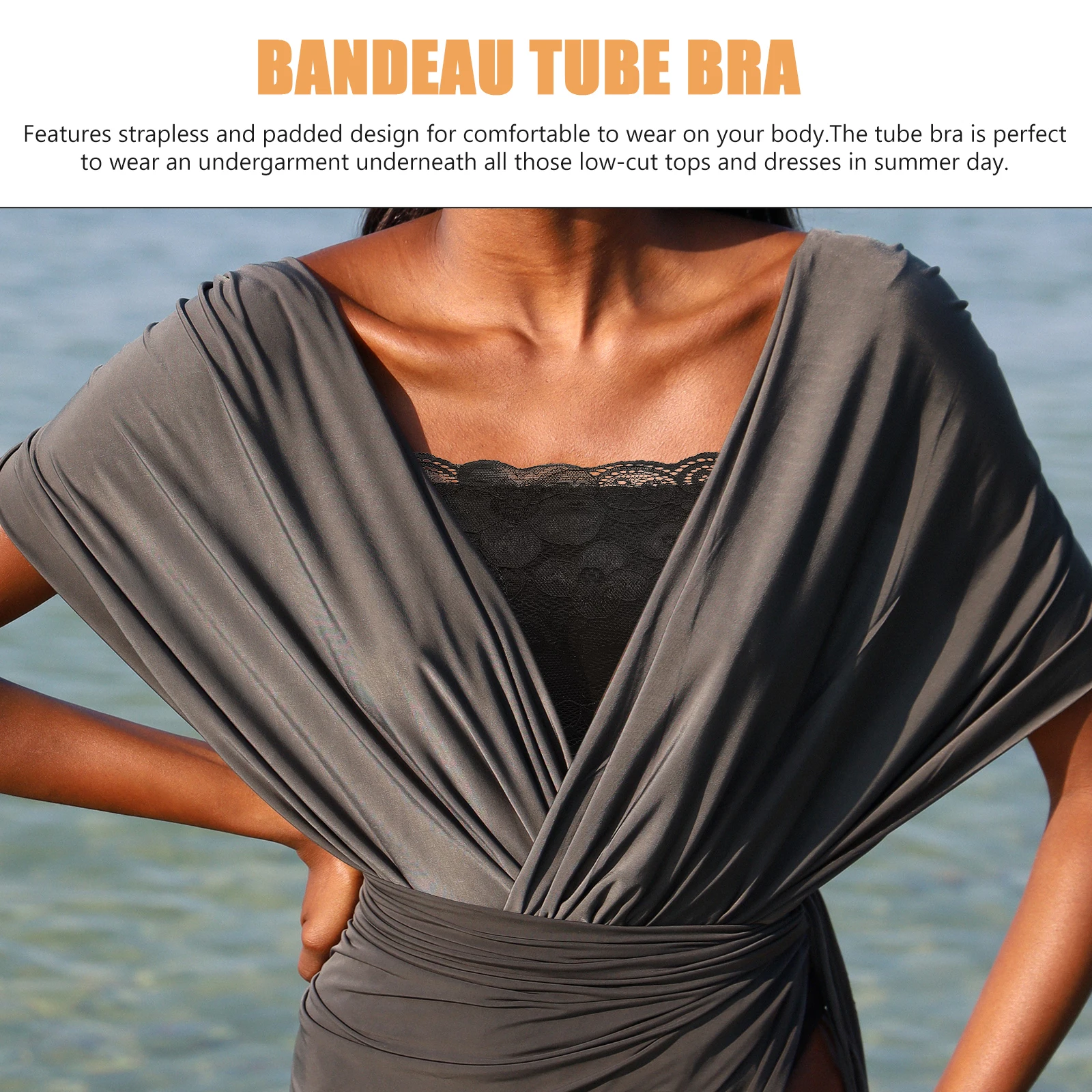 

3Pcs Anti-exposed Breast Wrap Top Strapless Bandeau Bra Lace Padded Seamless Elastic Tube Tops Summer Undergarment Comfortable