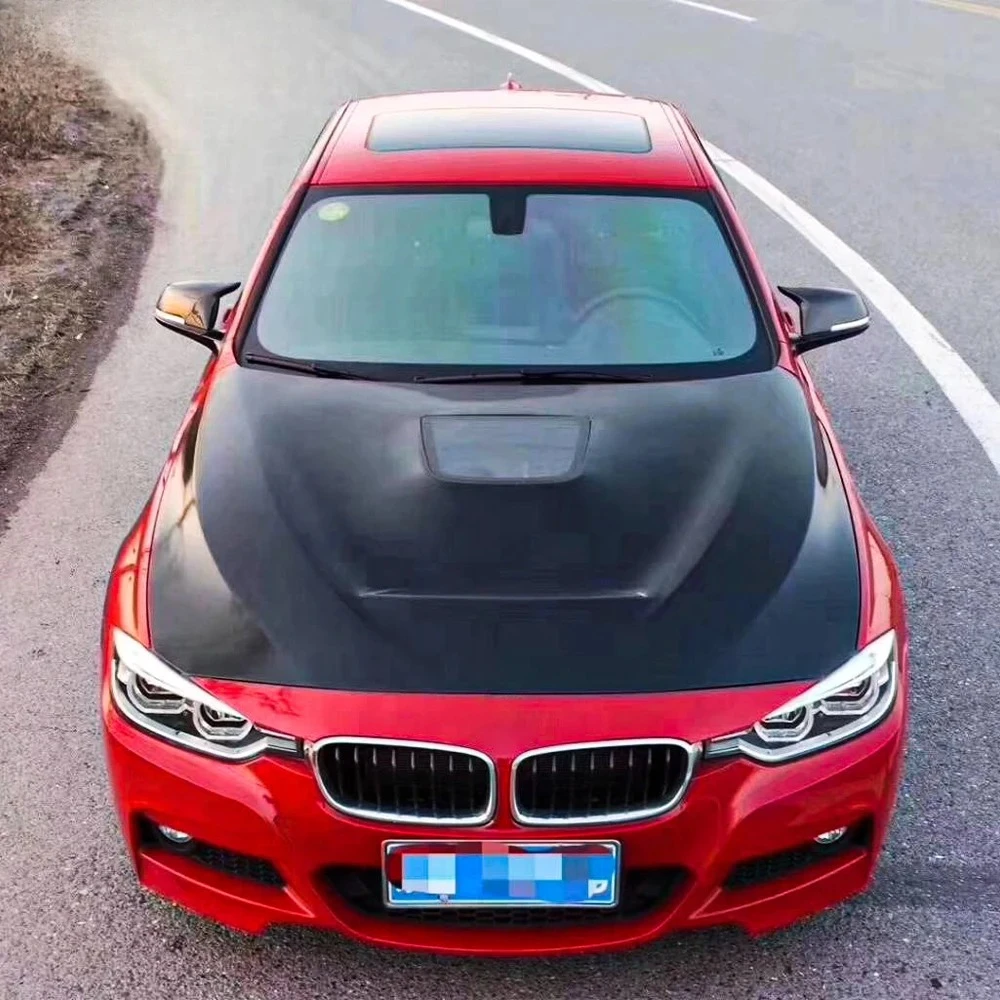 لسيارات BMW 3 Series F30 2012-19 4 أبواب سيدان كربون شفاف فتحة تهوية أمامية غطاء محرك السيارة