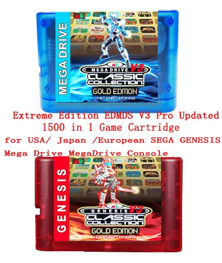 Игровой картридж Extreme Edition EDMDS V3 Pro, обновленный 1500 В 1, для США, Японии, Европы, SEGA GENESIS Mega Drive, консоль MegaDrive