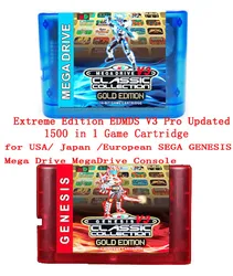 Edição extrema edmds v3 pro atualizado 1500 em 1 cartucho de jogo para eua/japão/europeu sega genesis mega drive megadrive console