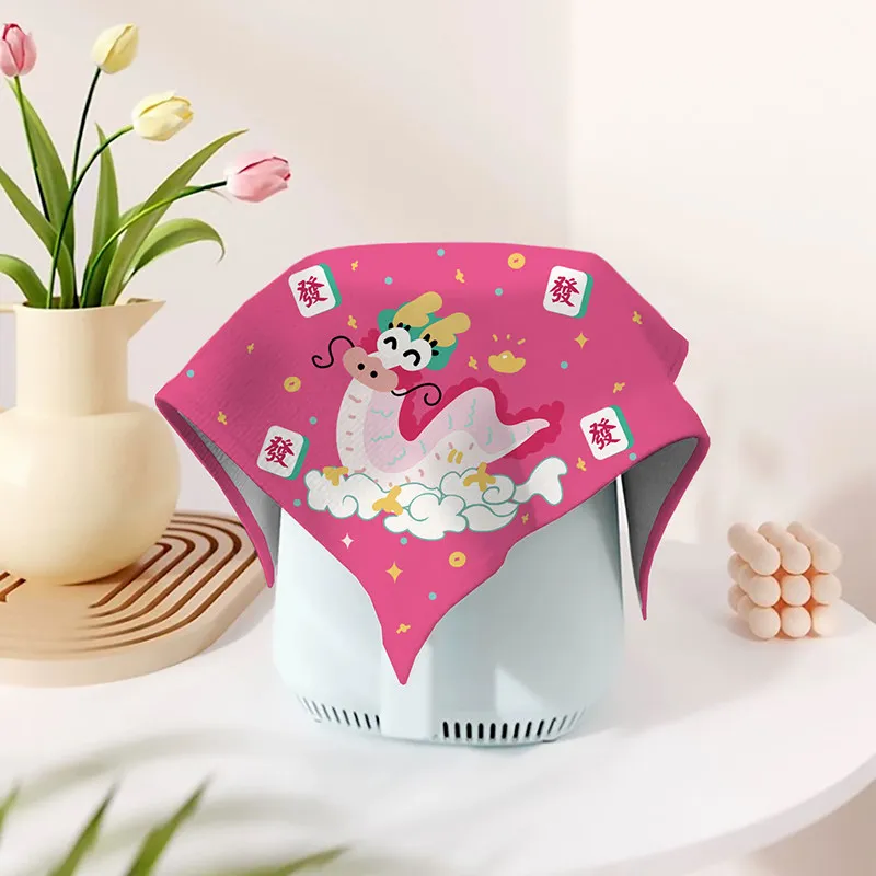 VIKAMA Versatile Short-Pile Fleece Air Fryer Dust Cover Cartoon-Printed Minimalist Kitchen Tablecloth Custom view 2
