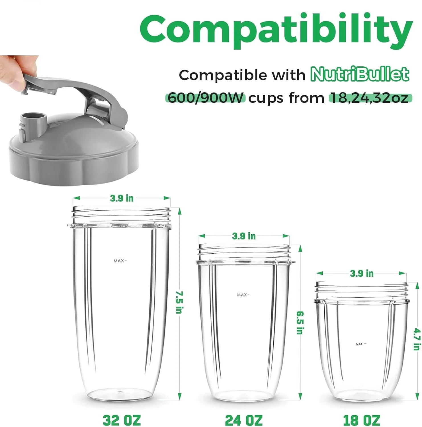 2pcs Flip Top To-Go Lid 600W/900W Resealable Cup Lid Nutri Bullet Flip Lid for Nutri Bullet Mixing Cups 45ml
