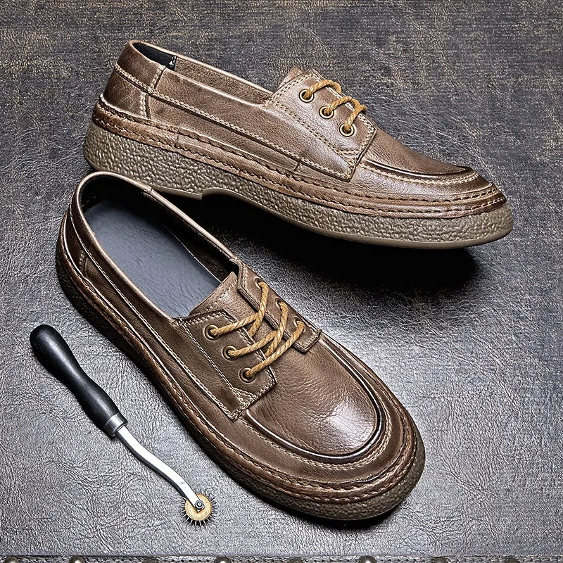 

Quality Soft Leather Mens Casual Leather Shoes Luxury Handmade Genuine Cowhide 2025 Autumn Outdoor Comfortable Driving Shoes Man